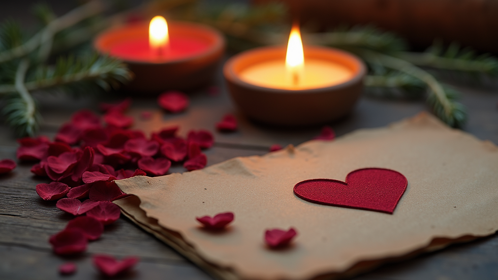 Close-up view of materials used for a love spell