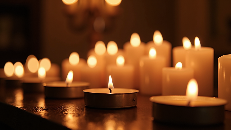 Close-up view of candles arranged for a ritual ceremony