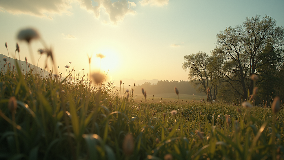 Wide angle view of serene nature landscape