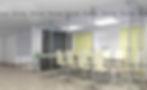 division de oficina en vidrio templado con postes en acero