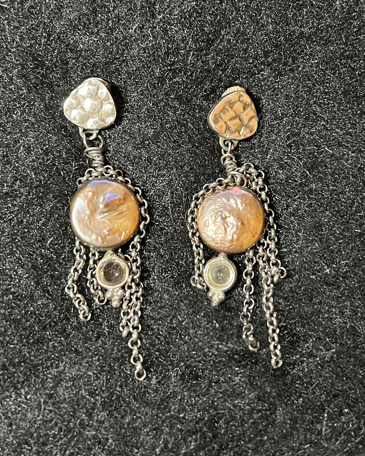 Freshwater Pearl, Sterling Silver, and Crystal Earrings