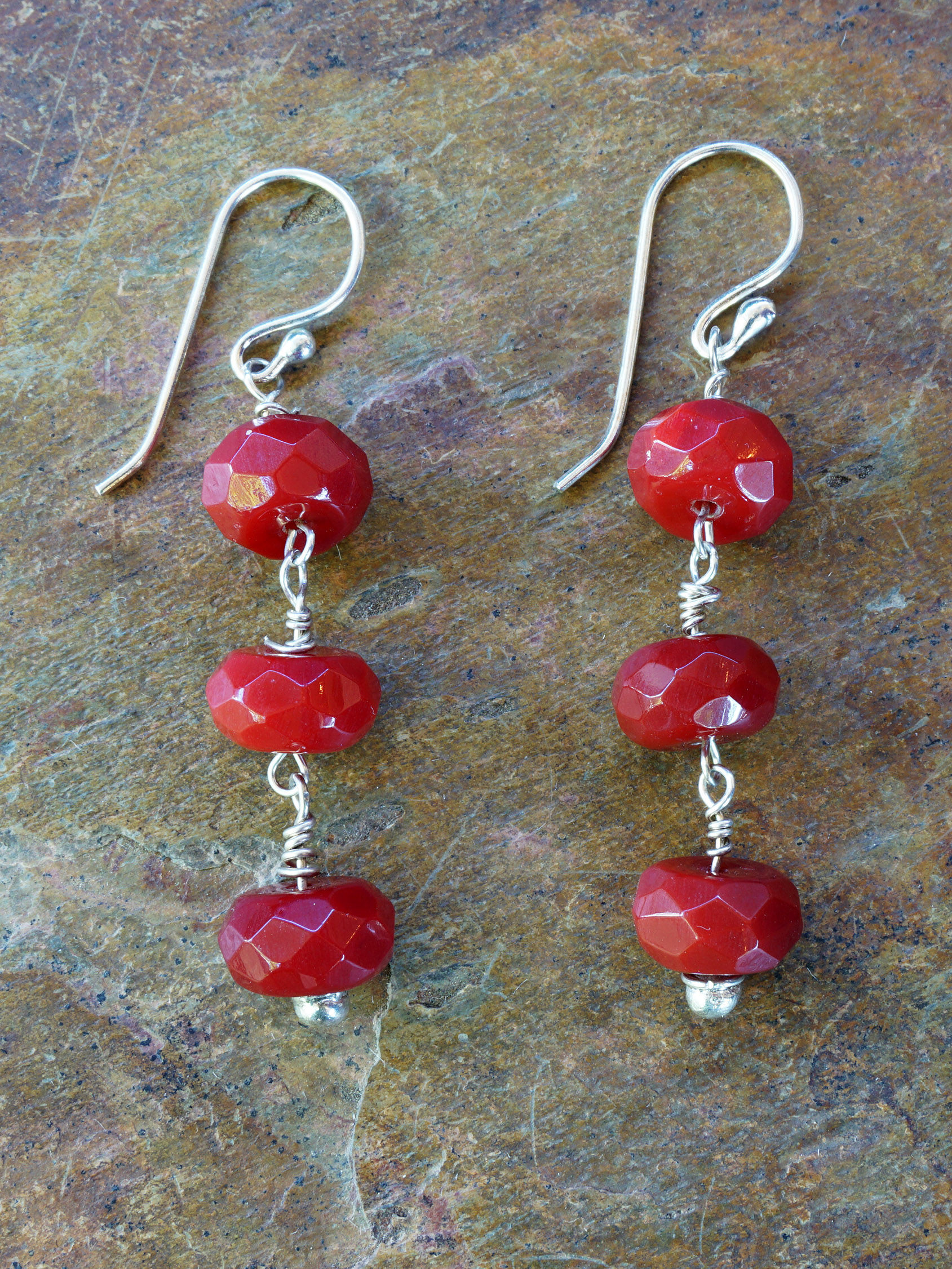 Sterling Silver and Ruby Quartz Earrings