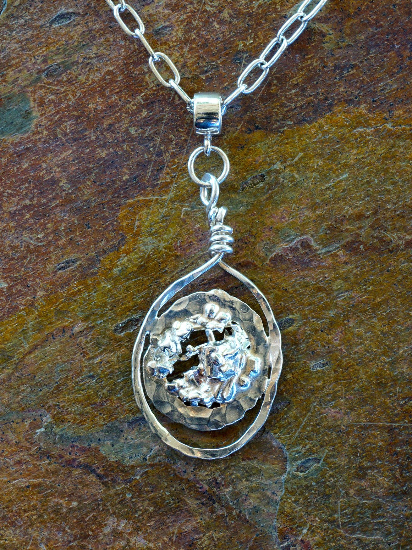 Fused Fine Silver Freeform Necklace