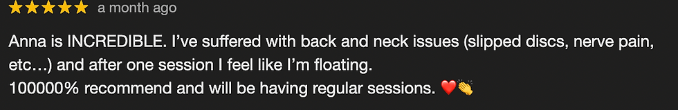 Review on lower back pain stating that my patient in a few sessions they had already felt the benefits of their lower back pain