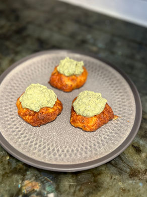 Keto Salmon Patties w/ avocado cream sauceIn the air fryer!