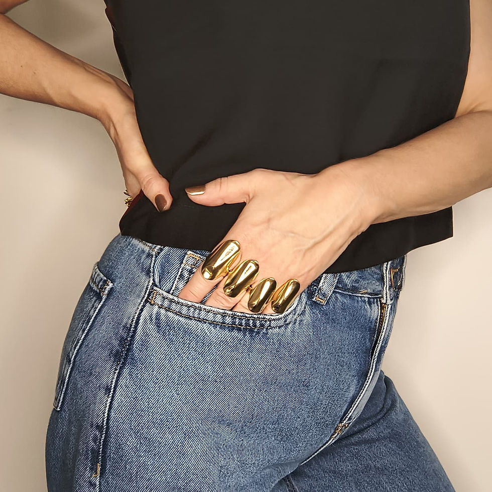 Miniatura: Anel Longo Dourado Regulável