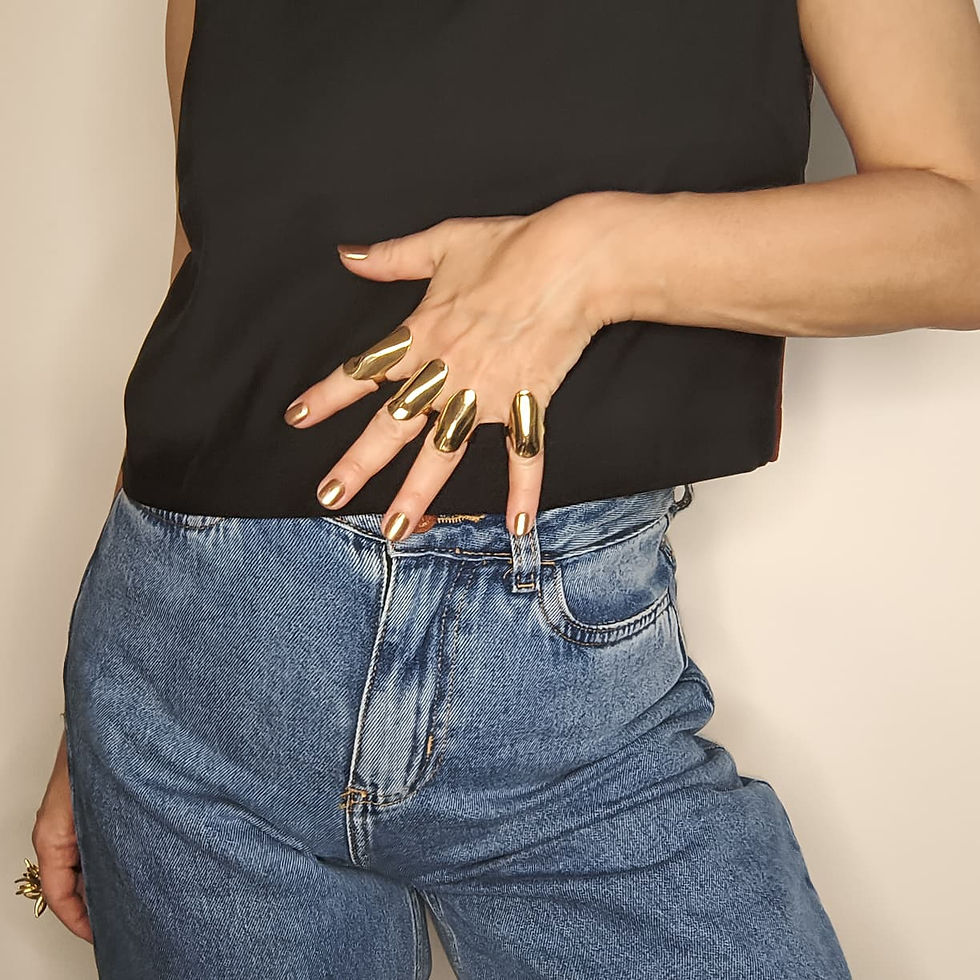 Miniatura: Anel Longo Dourado Regulável