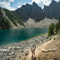Canada Lake Agnes hike hiker banff Rocky mountains