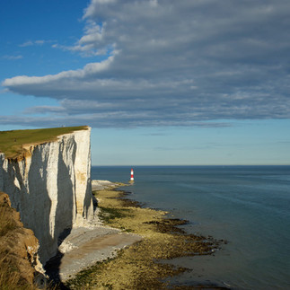 Beachy Head White Cliffs England Lighthouse Tall Red White Sea England Sea Beach Hiking King Charles III England Coast Path