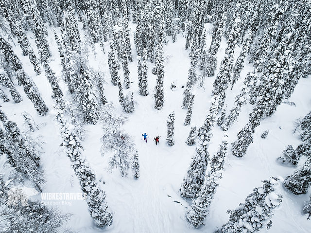 Finland snowshoeing drone