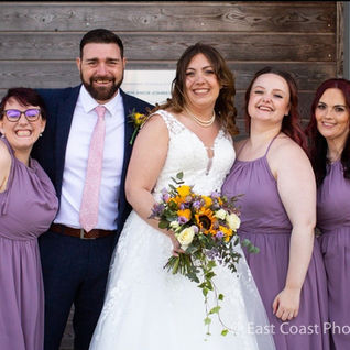 Groom, bride and bridesmaids