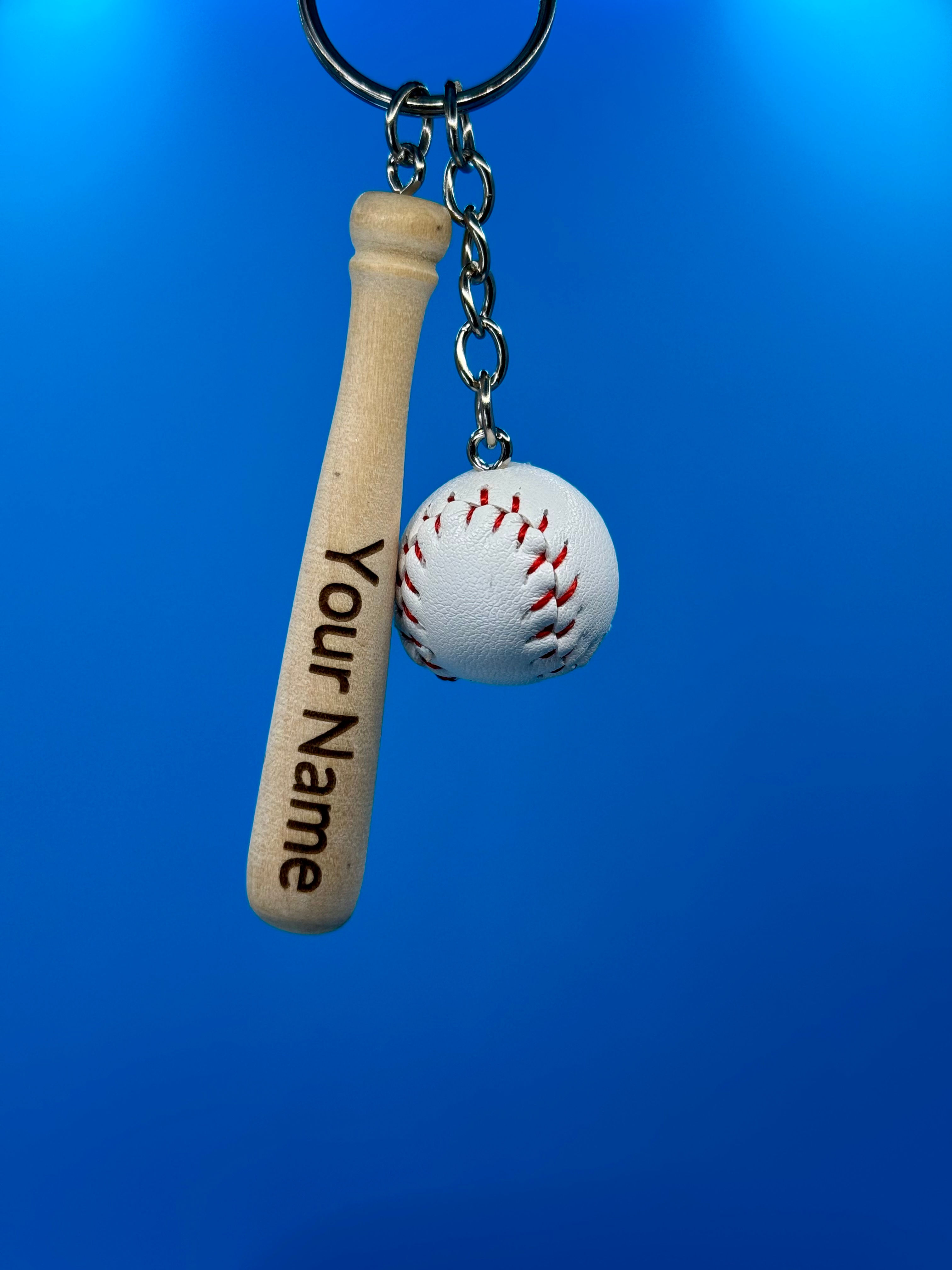 Baseball wooden bag tag/key chain