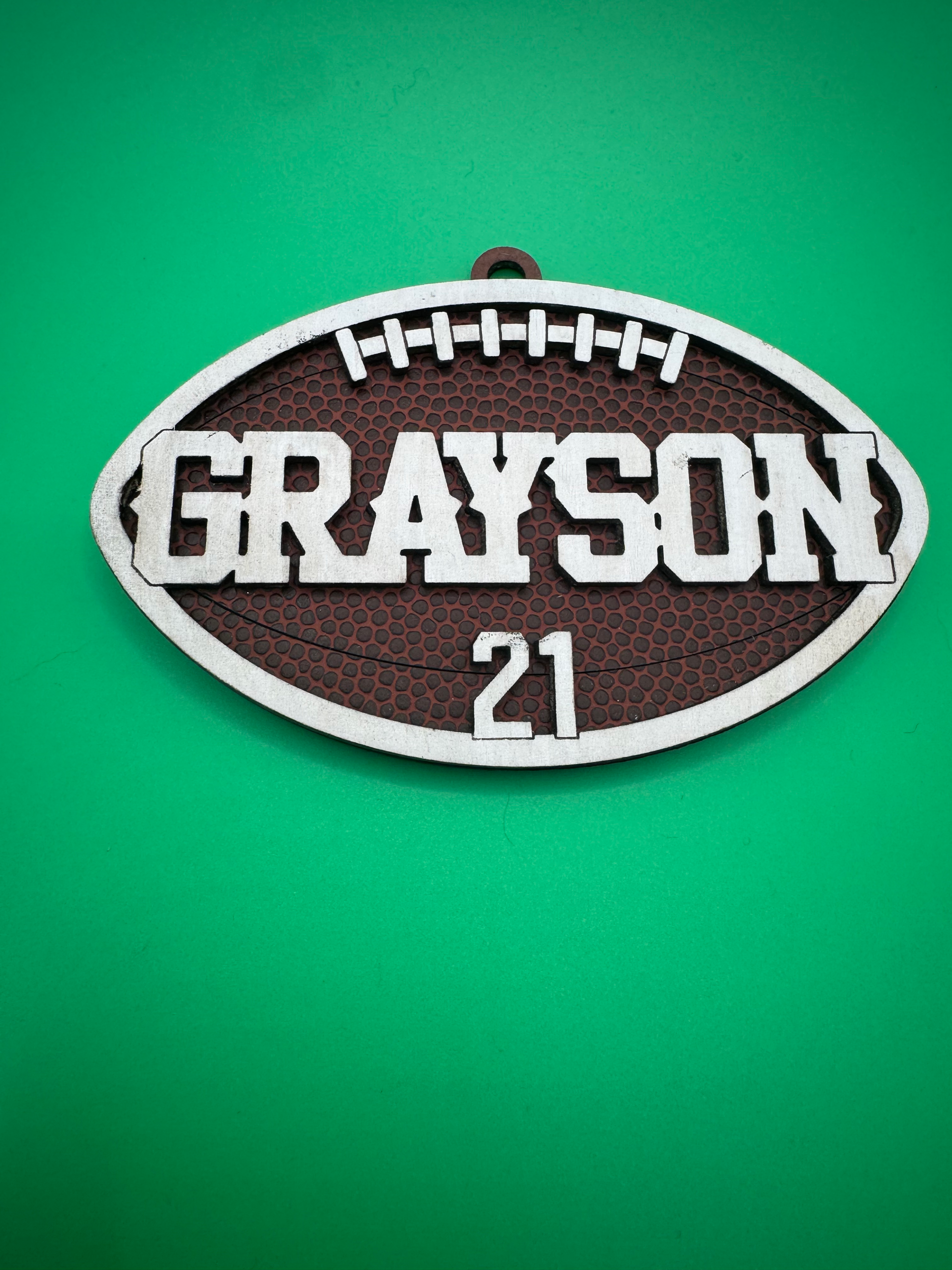 NR Football wooden ornament