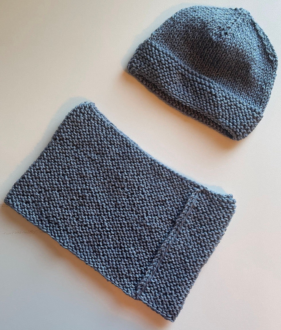 Thumbnail: BKB Easy Duo Beanie and cowl in Foggy Lake - kid - flat