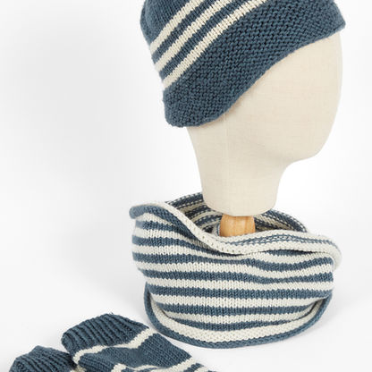 BKB Mariniere Beanie, Infinity scarf and mittens on Mannequin head