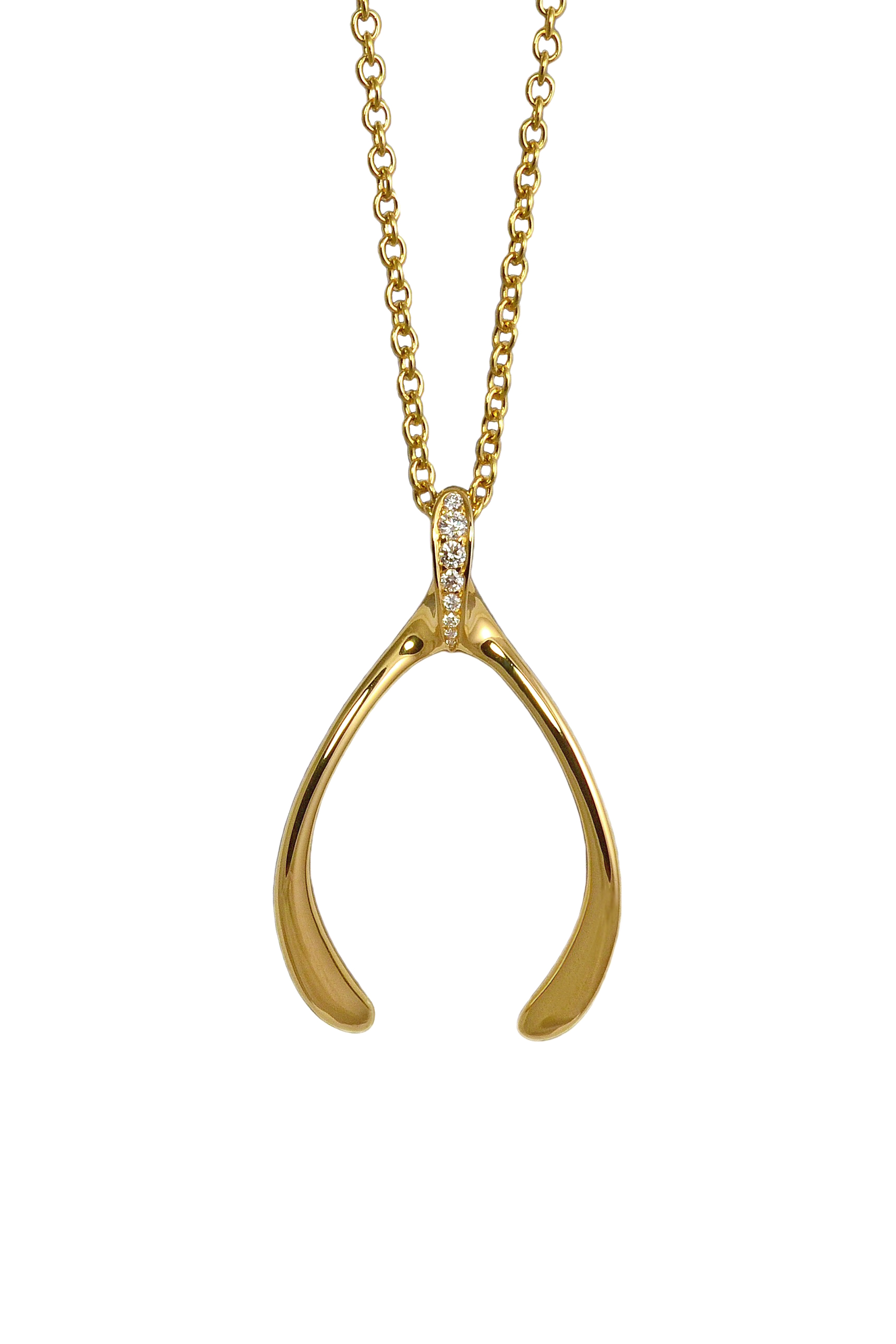 Yellow gold large Wishbone pendant