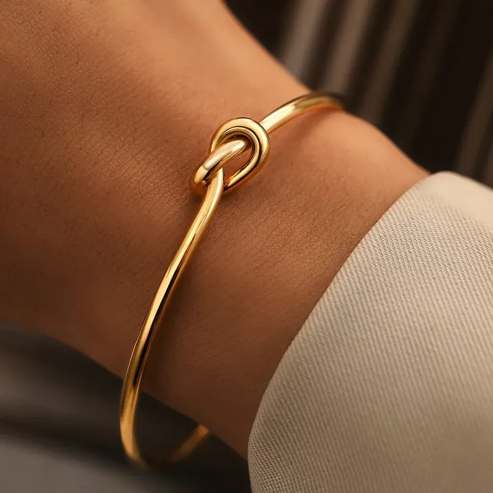 Stainless Steel Bracelets Vintage Men's Fashion Woven Twist Texture Bangles for