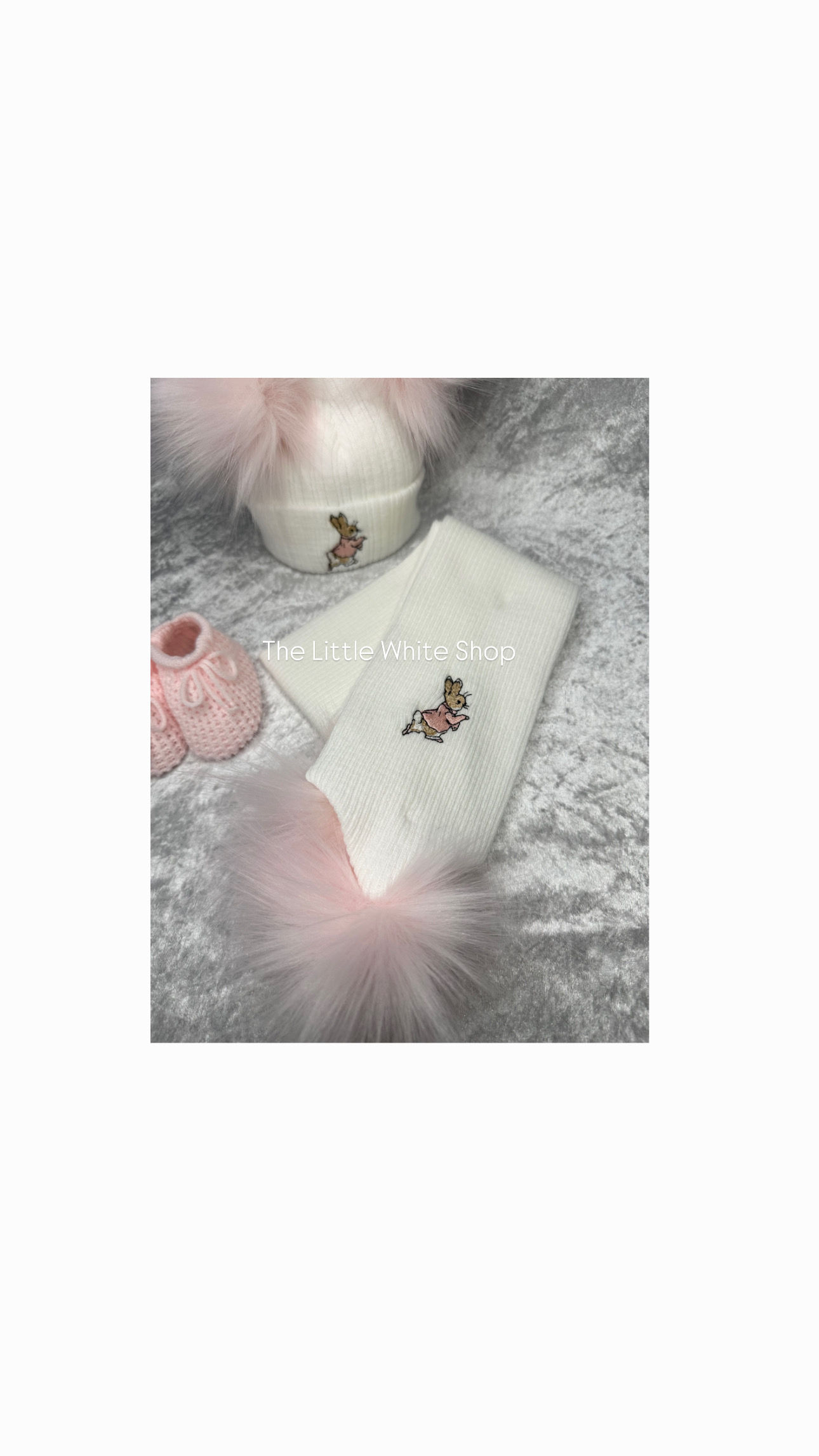 White & Pink Rabbit Scarf 
