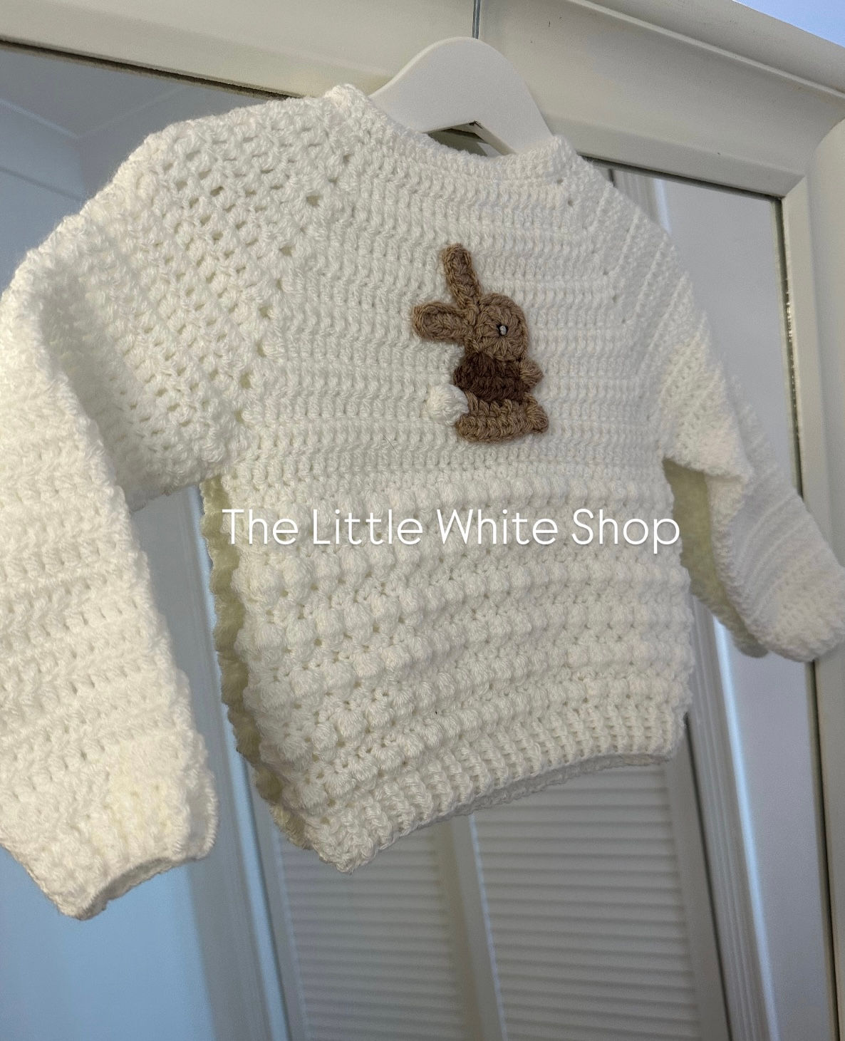 White Handmade Crochet Jumper Peter Rabbit Style