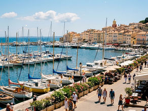 Morning view of Saint-Tropez harbor and town