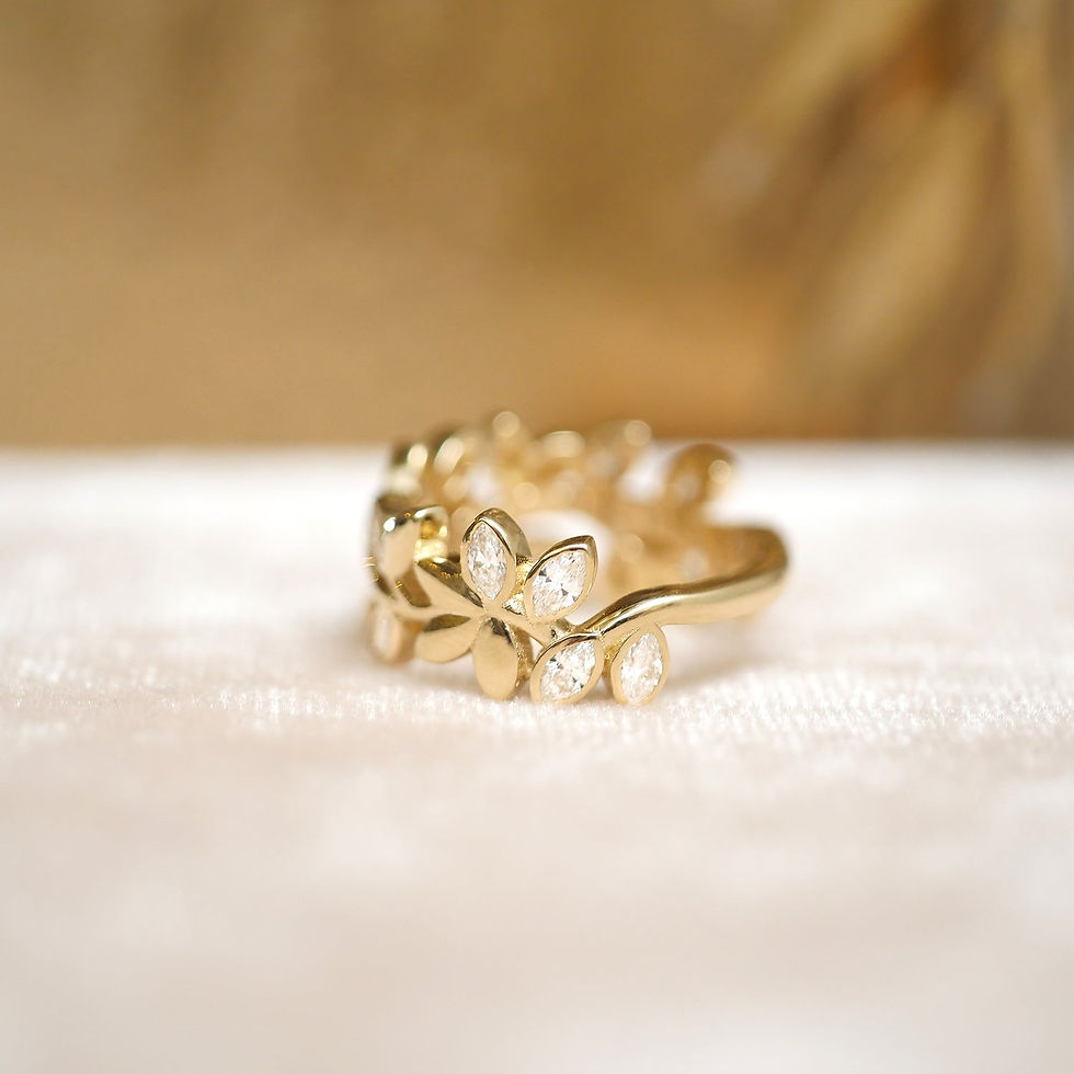 Thumbnail: Custom Wide Leaf Diamond Band