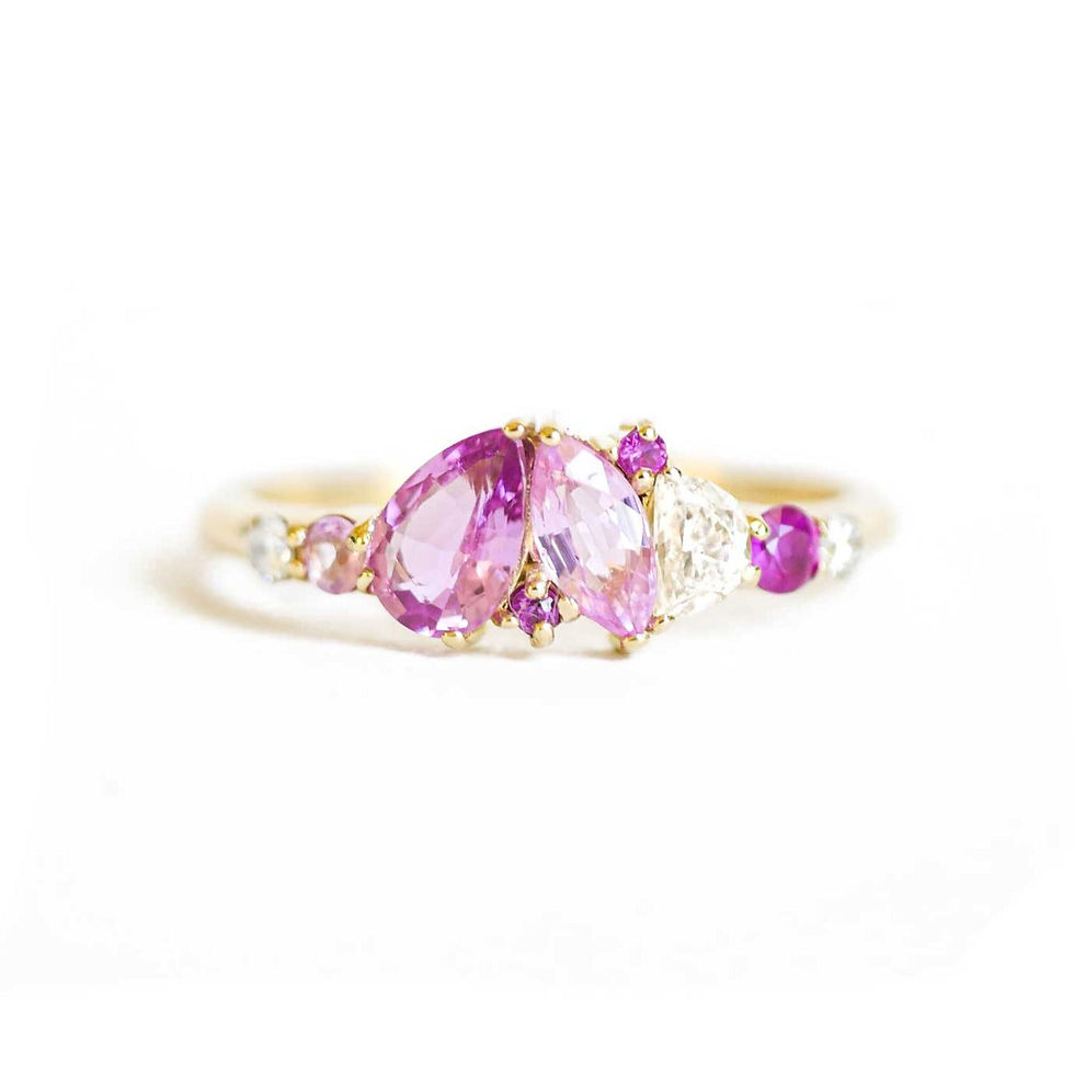 Custom Pink Sapphire & Diamond Mosaic Ring