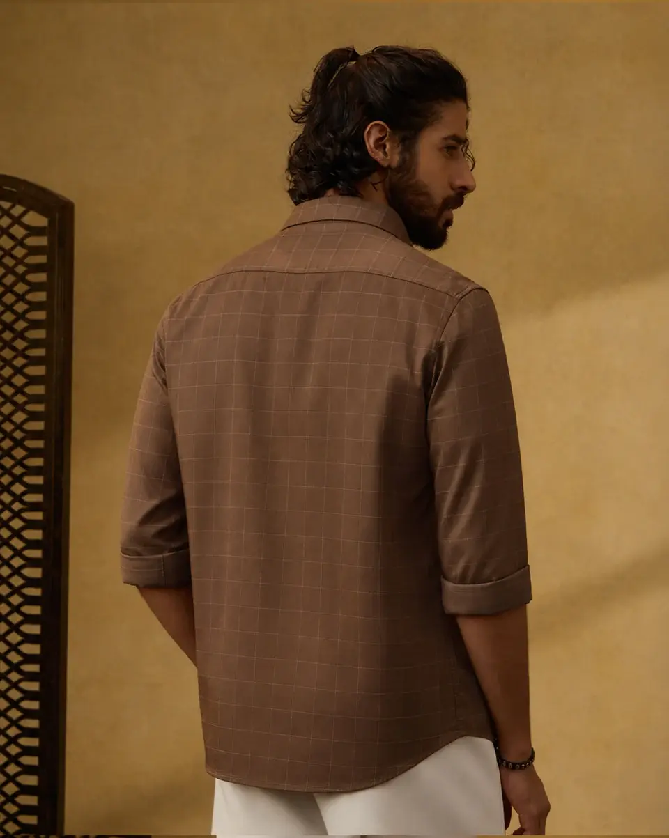The Crownline Truffle Checks Dress Shirt - E15-4.webp