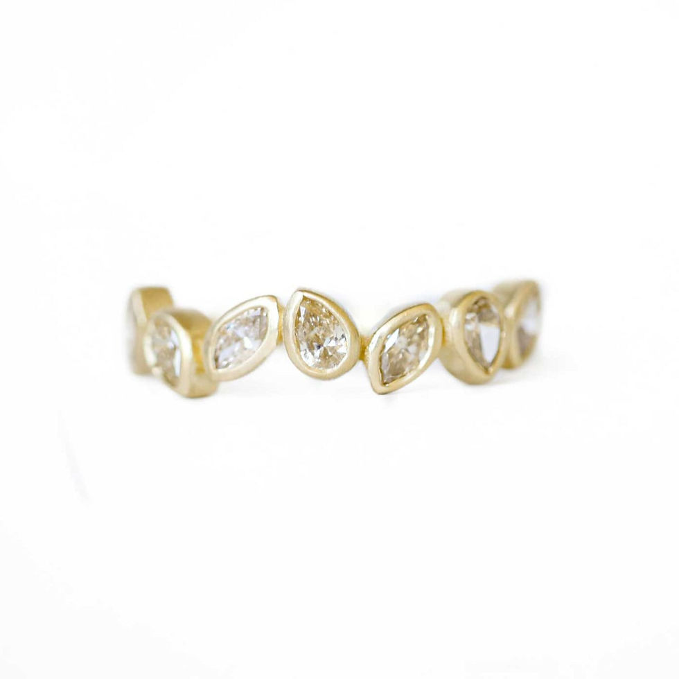 Custom Falling Leaves Champagne Diamond Bezel Ring