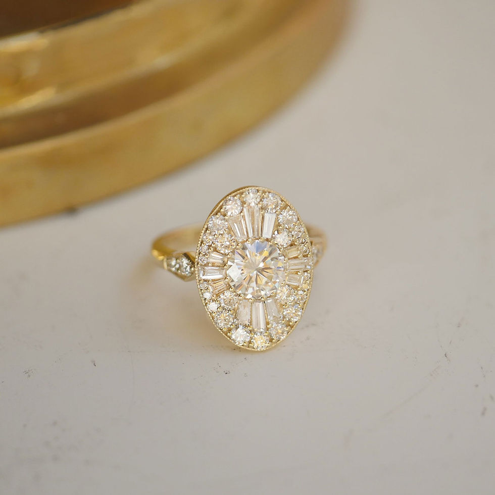 Thumbnail: Oval Shape Ballerina Round Diamond Mosaic Ring 1.00 ctw. center