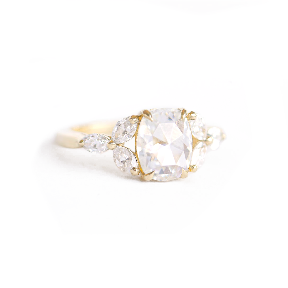 Thumbnail: Antique Cushion Rose Cut & Marquise Diamond Ring