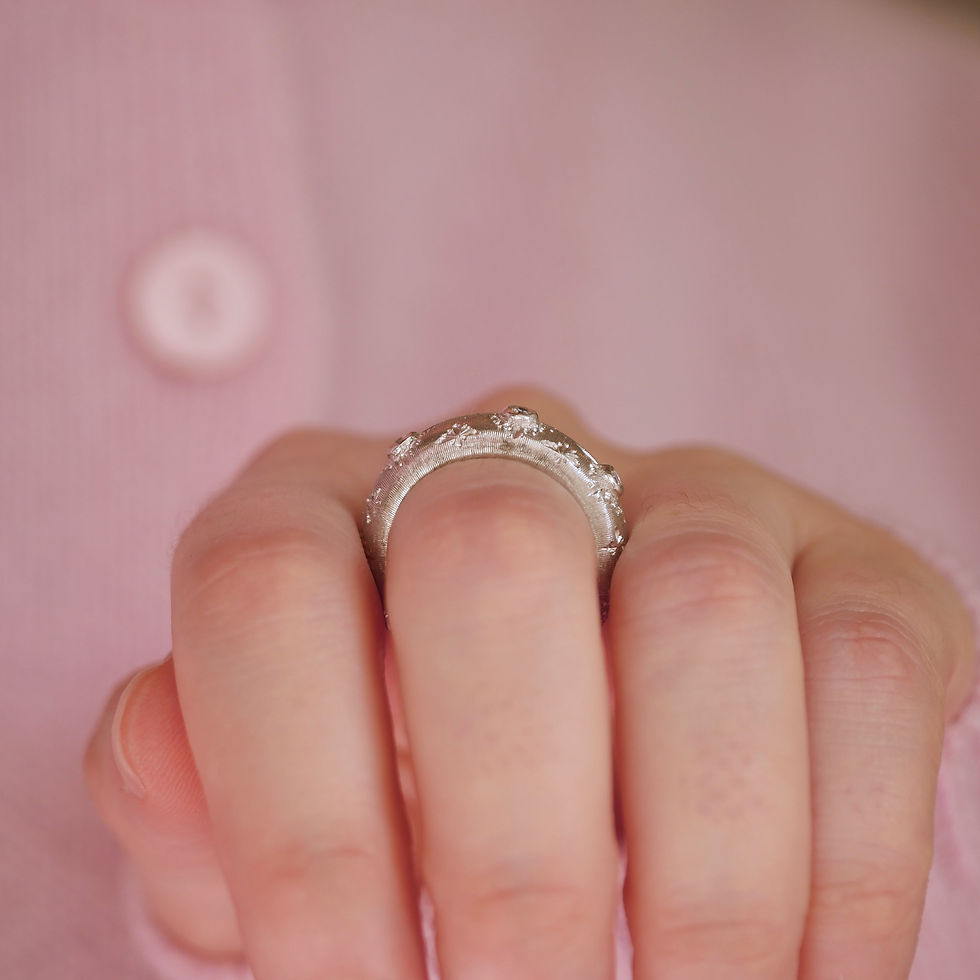 Thumbnail: Vintage Hand Engraved Florentine Diamond Ring