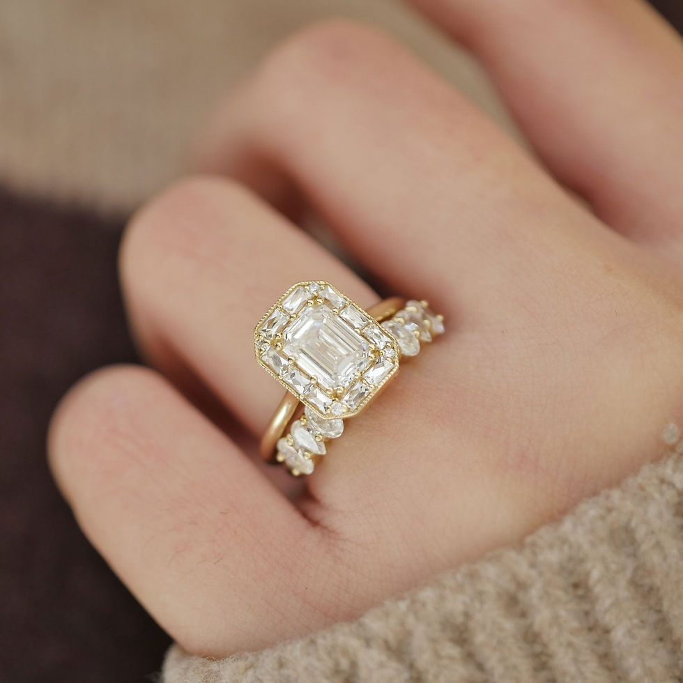Thumbnail: The Not So Mini French Cut Halo Diamond Mosaic Ring