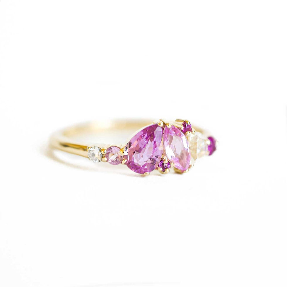 Thumbnail: Custom Pink Sapphire & Diamond Mosaic Ring