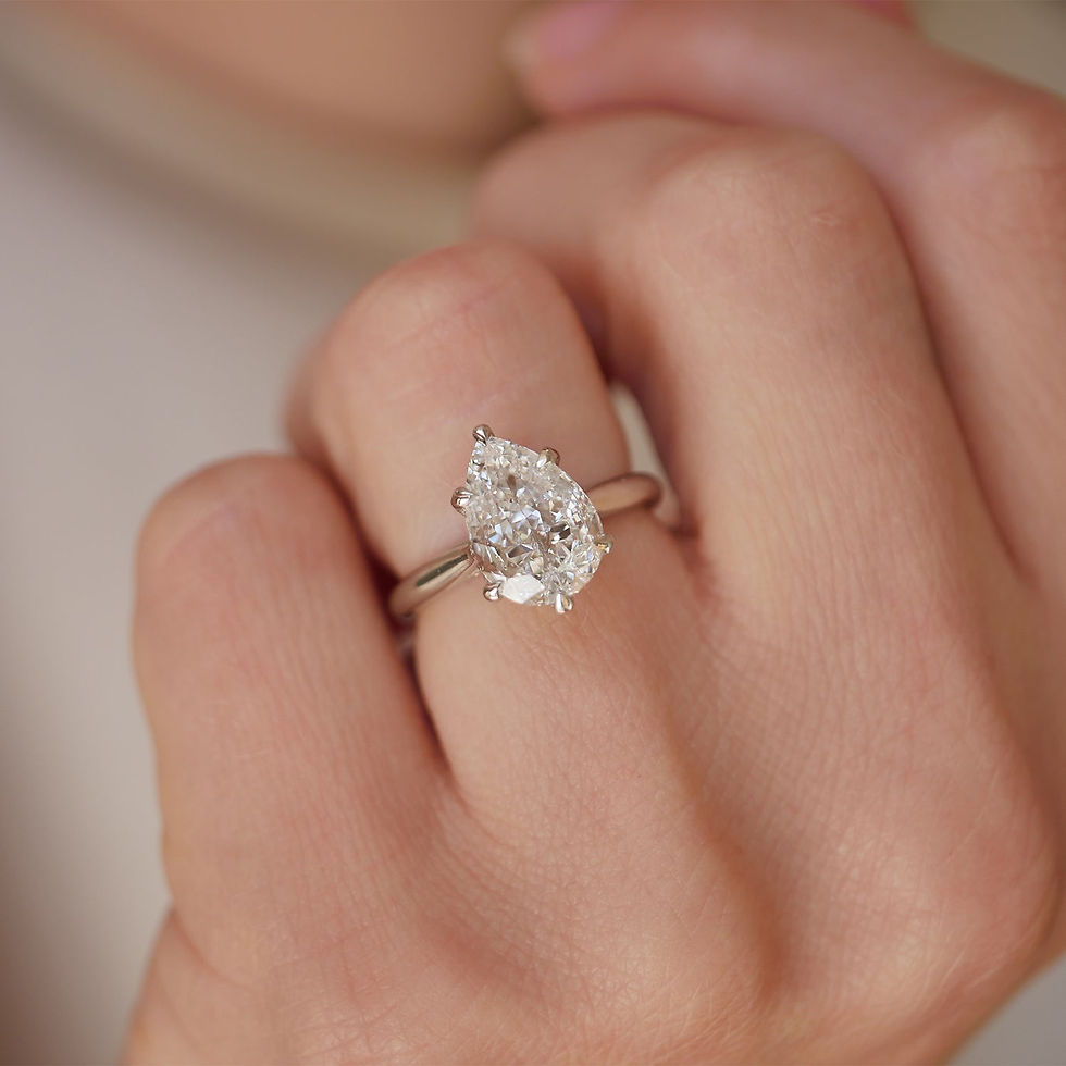 Thumbnail: Featuring a stunning lab-grown antique pear-shaped diamond, this engagement ring is perfectly radiant.