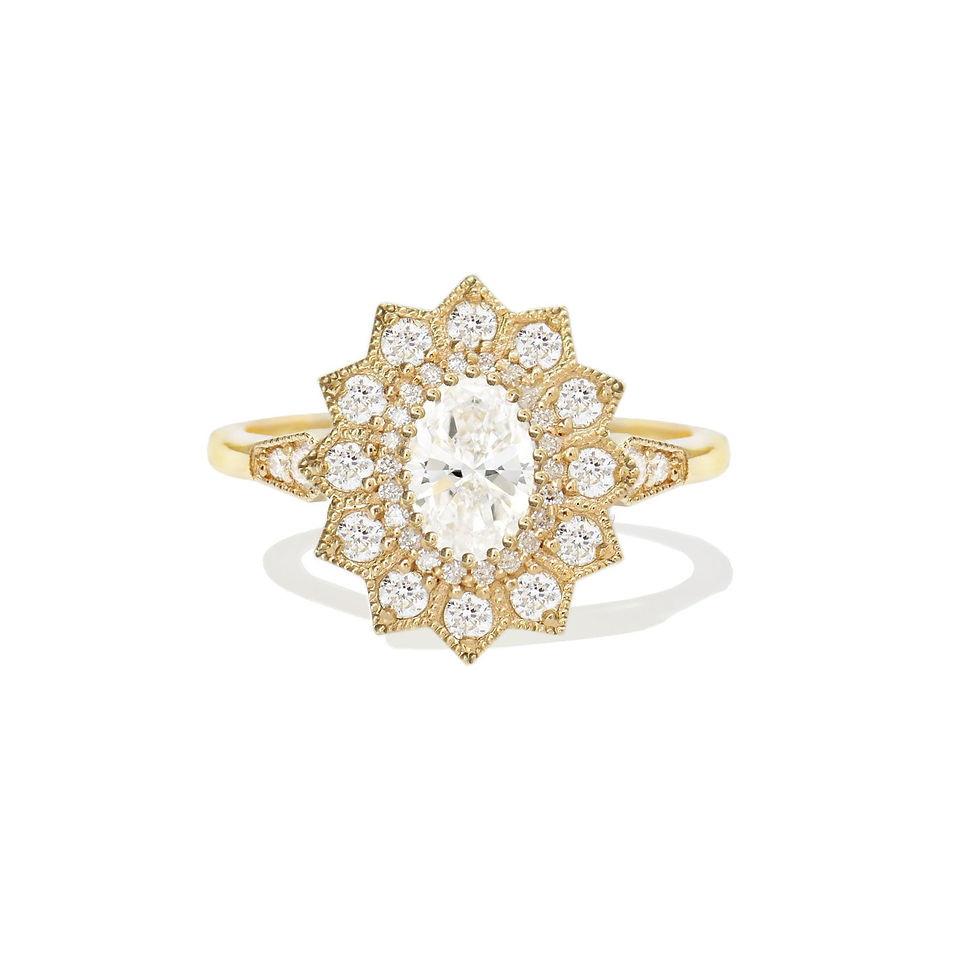 Thumbnail: Oval Diamond Mosaic Sunflower Ring