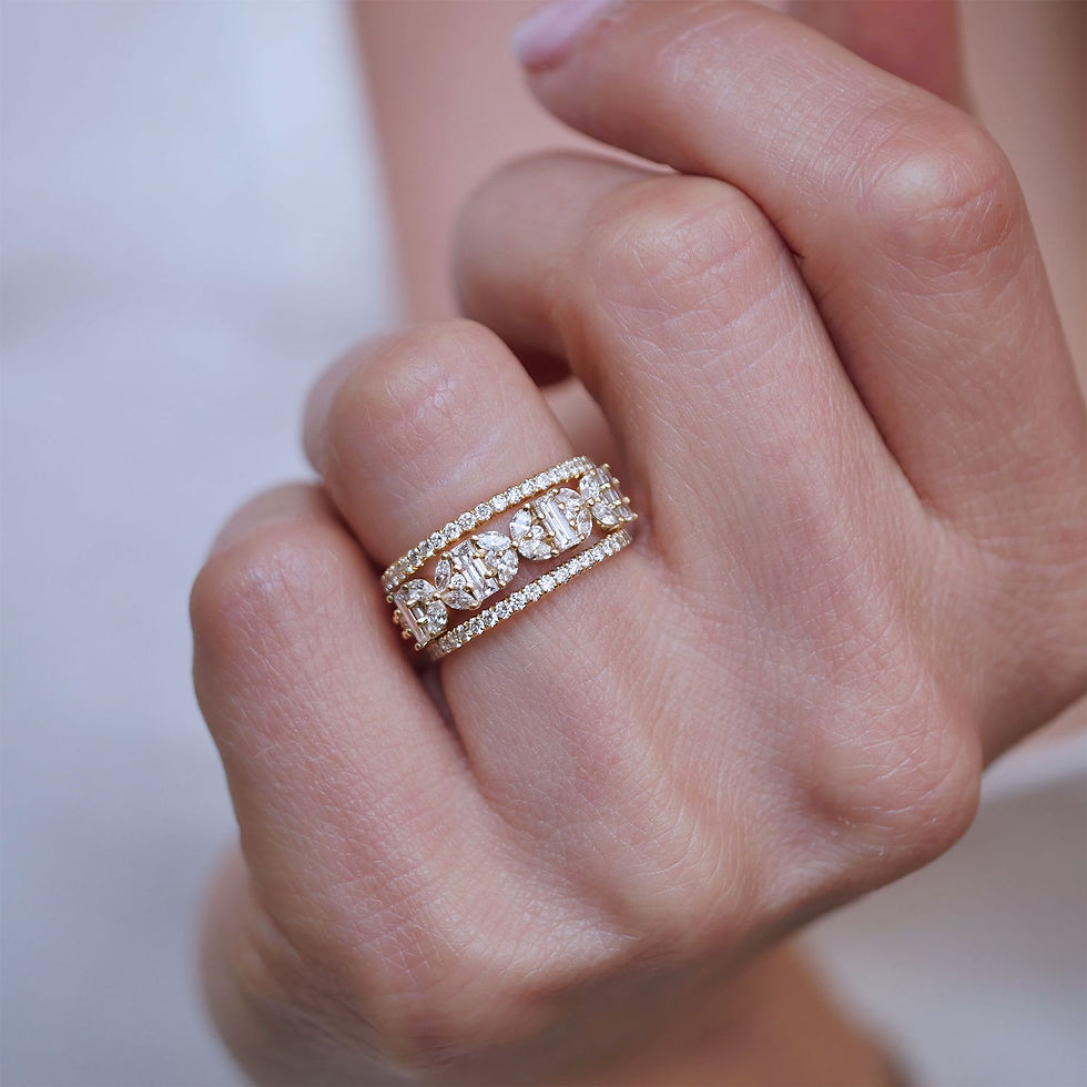 Thumbnail: Marquise & Baguette Lotus Diamond Mosaic Ring