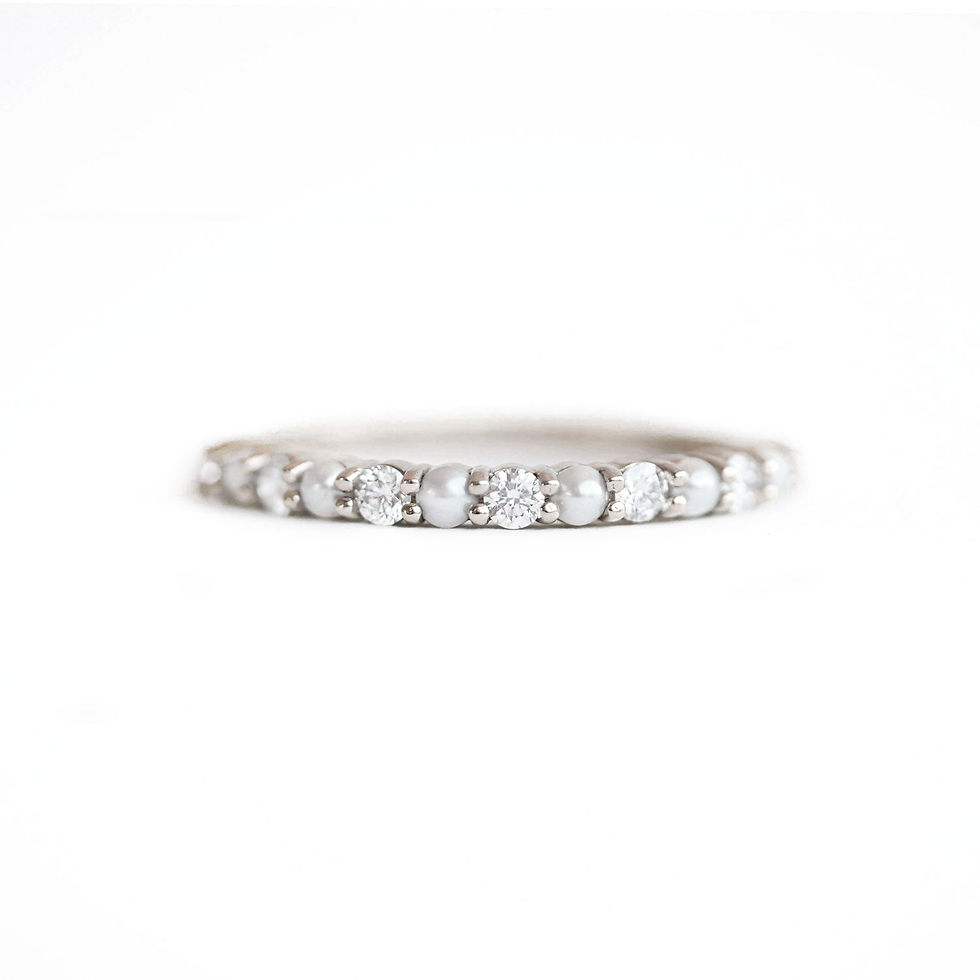 Thumbnail: Pearl & Diamond 2mm Shared Prong Band