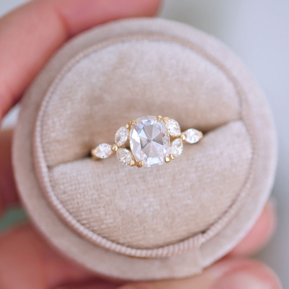 Thumbnail: Antique Cushion Rose Cut & Marquise Diamond Ring