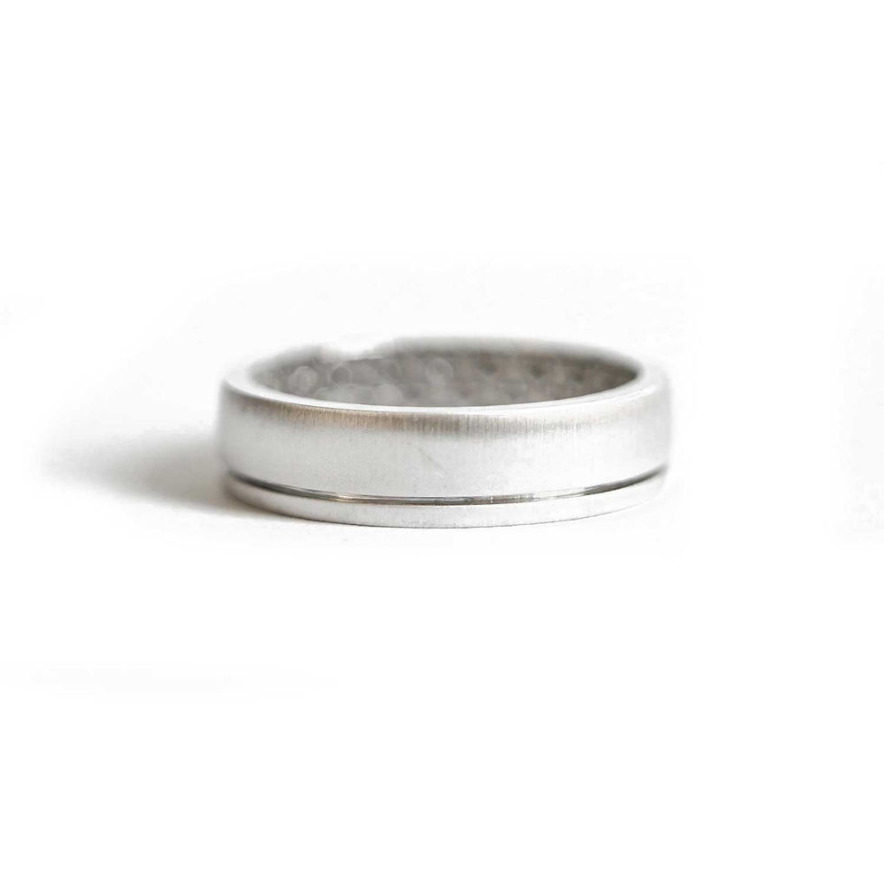 Custom Satin Finish Antique Star Interior Mens Wedding Band