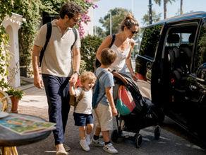 Family boarding private transfer at Nice Airport