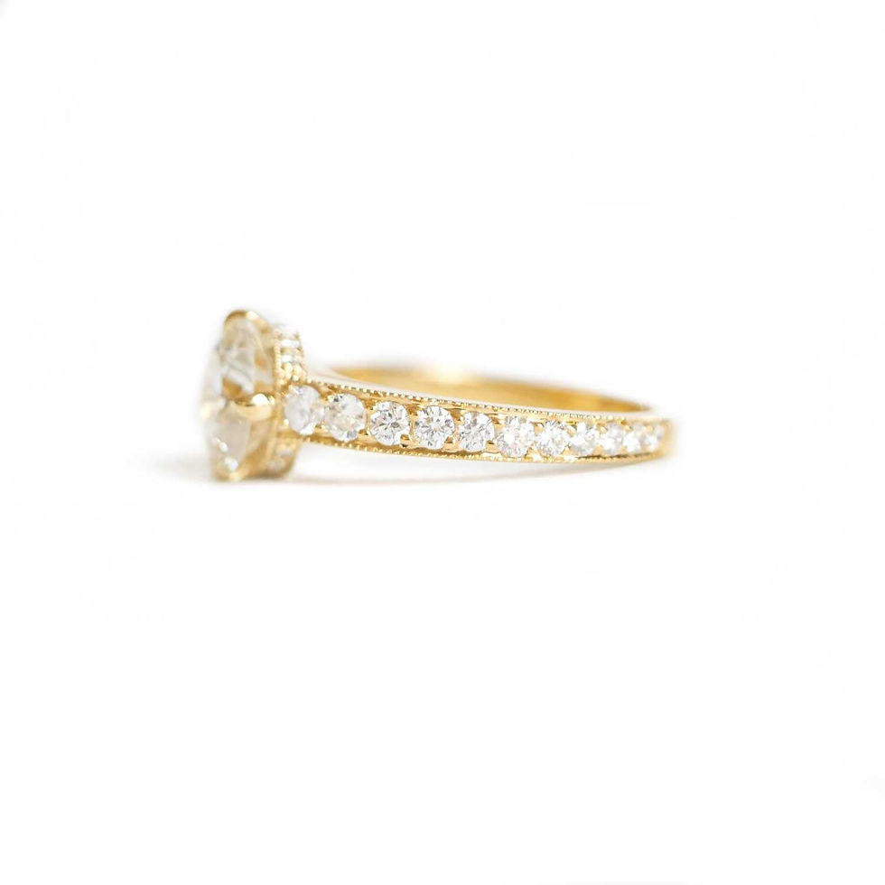 Thumbnail: Custom Round Brilliant Pavé Surprise Diamond Engagement Ring