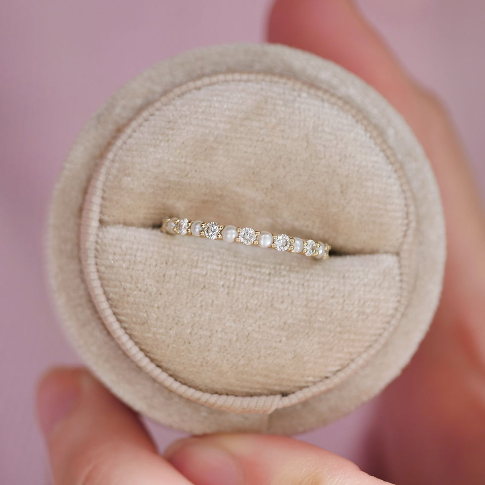 Thumbnail: Pearl & Diamond 2mm Shared Prong Band