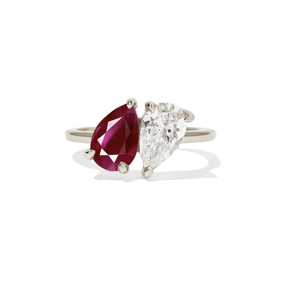 Thumbnail: Pear Shaped Ruby & Diamond Toi et Moi Ring