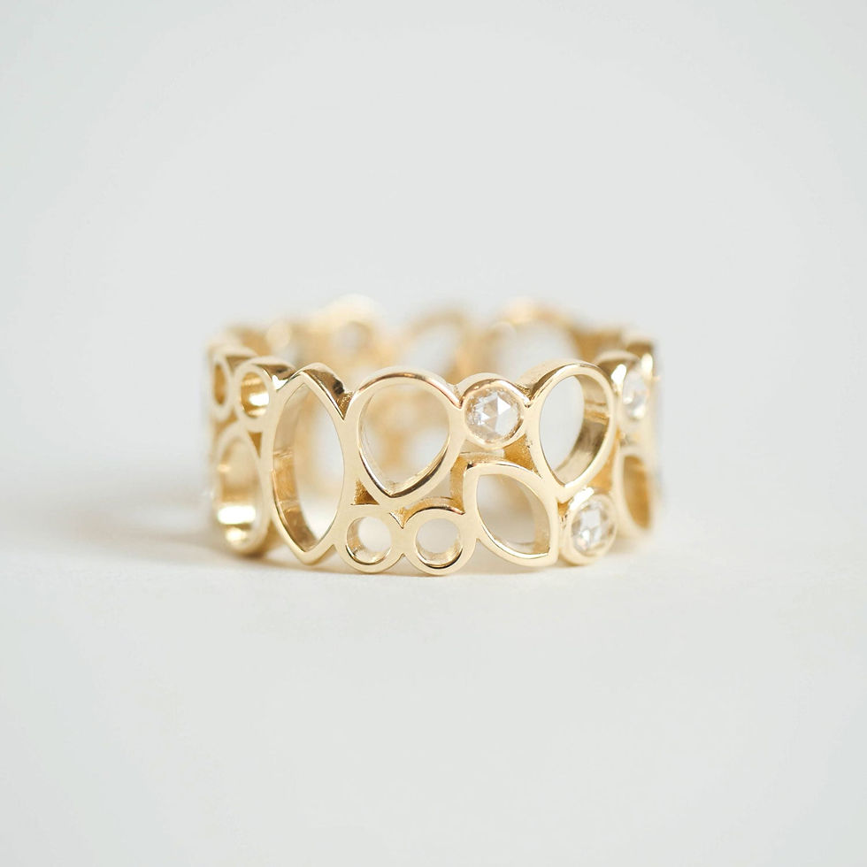 Thumbnail: Custom Wide Oval Rose Cut Diamond Multi Shape Ring