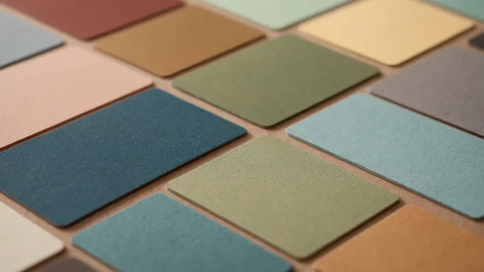 Close-up view of muted color palette swatches
