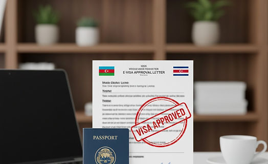 Azerbaijan flag and COSTA RICA flag side by side representing the e-visa agreement between the two nations.
