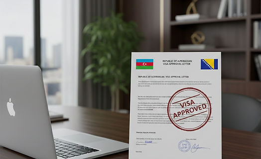Azerbaijan flag and Bosnia and Herzegovina flag side by side for e-Visa application illustration.