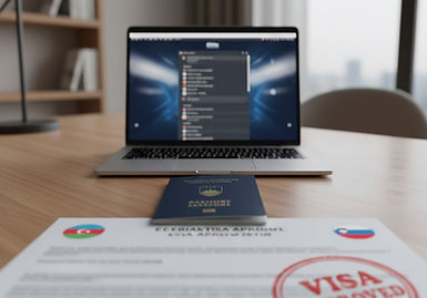 Azerbaijan flag and Slovenia flag side by side representing the electronic visa agreement between the two nations.