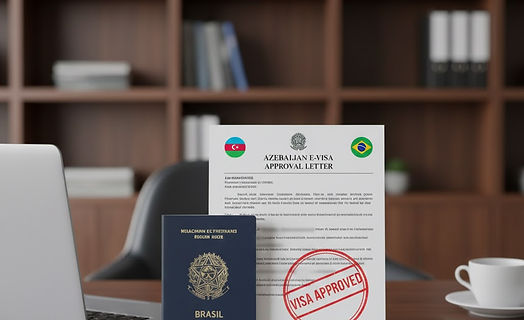 Azerbaijan flag and BRAZIL flag side by side representing the e-visa agreement between the two nations.