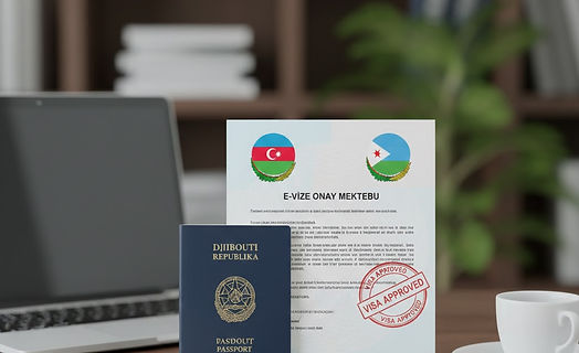 Azerbaijan flag and DJIBOUTI flag side by side representing the e-visa agreement between the two nations.